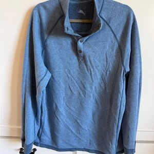 Tommy Bahama Blue Button-Collar Sweatshirt